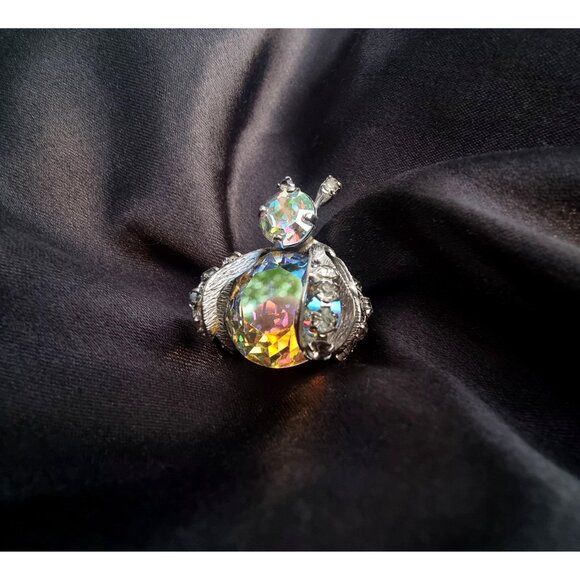 Vintage Super Sparkling WEISS 1960s Signed Aurora Borealis Rhinestone Bug Silver - Picture 3 of 7